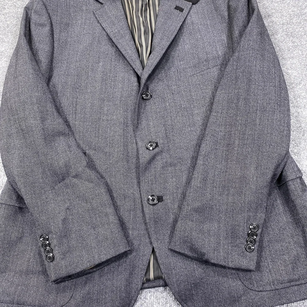 Stafford Essentials Sport Coat Mens 48R Gray Wool Blend‎ Herringbone Slim Fit